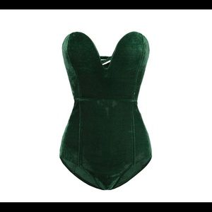 Tube Top Velvet Bodysuit Leotard Corset Back brand new